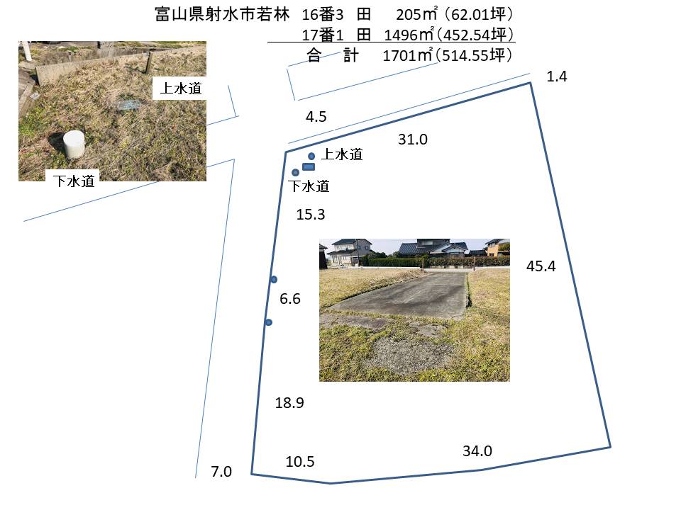 富山県射水市若林16番3・17番1 区画図